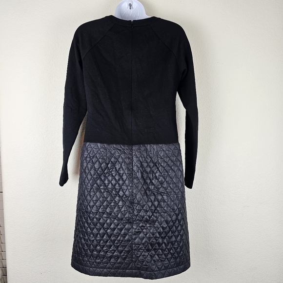 Worth New York Quilted Pocket Long Sleeve Black Shift Dress Petite S - Picture 7 of 15